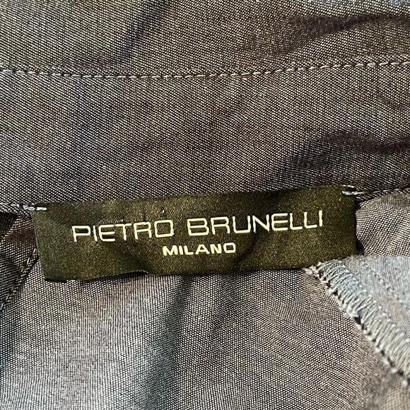 Pietro Brunelli Denim Chambray Ruffle Sleeve A-Line Maternity Dress XS - Picture 10 of 13